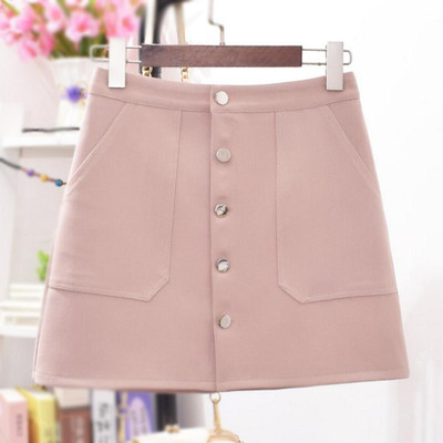 Καθημερινή γυναικεία φούστα με κουμπιά και ψηλή μέση