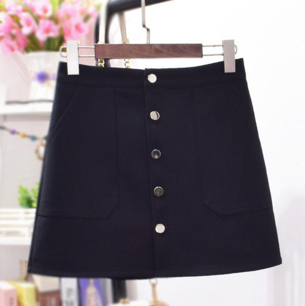 Καθημερινή γυναικεία φούστα  με κουμπιά και ψηλή μέση