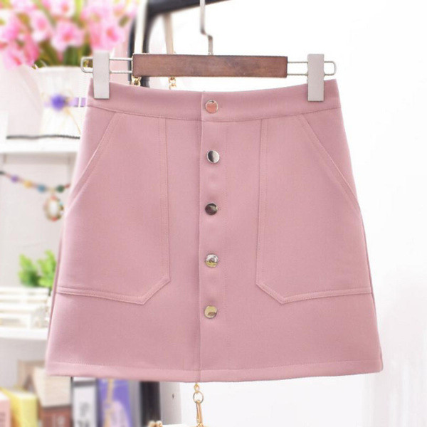 Καθημερινή γυναικεία φούστα  με κουμπιά και ψηλή μέση