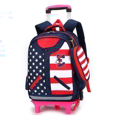 Детска раница за момчета и момичета с колела и метлна дръжка