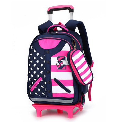 Детска раница за момчета и момичета с колела и метлна дръжка