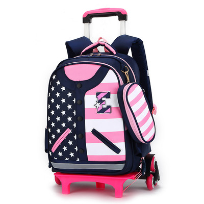 Детска раница за момчета и момичета с колела и метлна дръжка