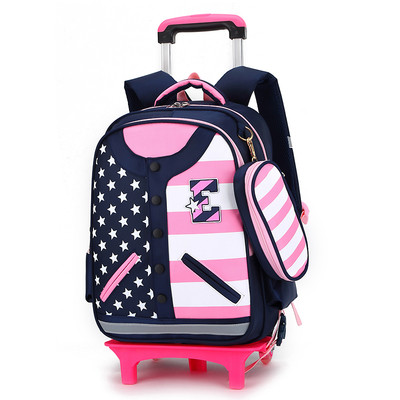 Детска раница за момчета и момичета с колела и метлна дръжка