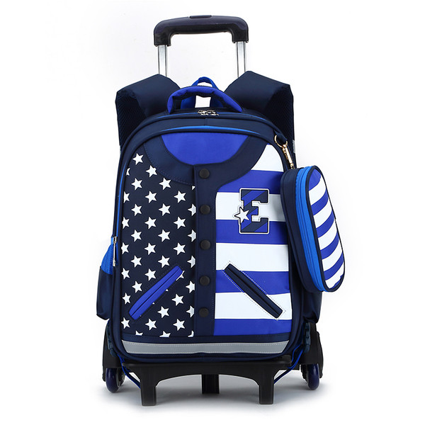 Детска раница за момчета и момичета с колела и метлна дръжка