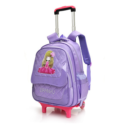 Детска раница за момичета с апликация в няколко цвята с колела