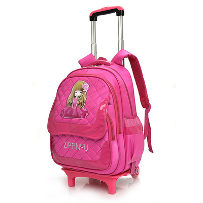 Детска раница за момичета с апликация в няколко цвята с колела