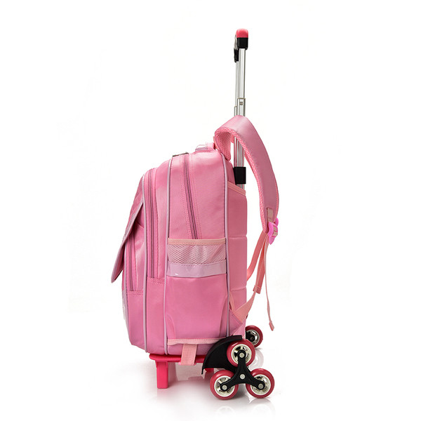 Детска раница за момичета с апликация в няколко цвята с колела