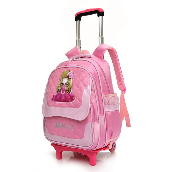 Детска раница за момичета с апликация в няколко цвята с колела