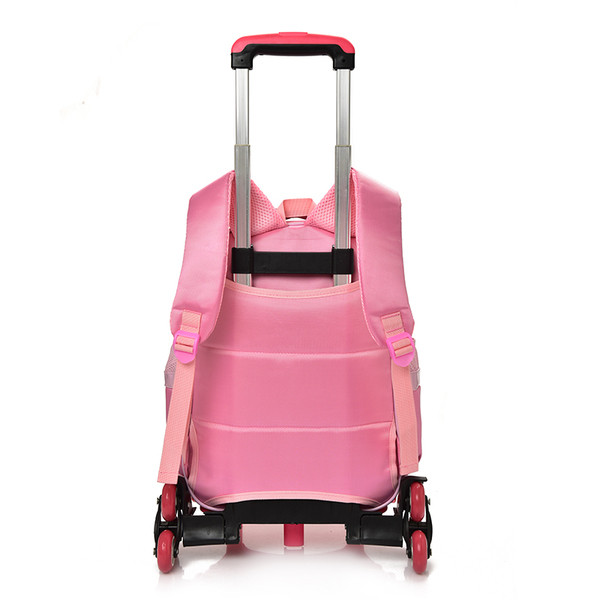 Детска раница за момичета с апликация в няколко цвята с колела