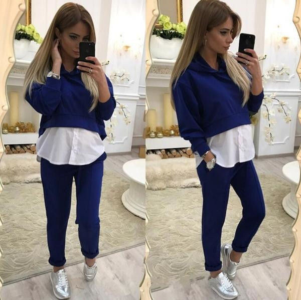 Κομψή καθημερινή σπορ-κομψή γυναικεία φόρμα 2 μερών - 3 χρωμάτων