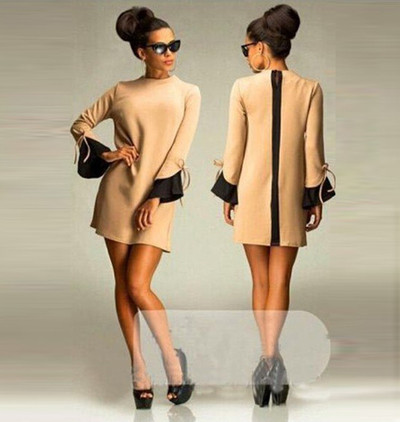 Πολύ κομψό γυναικείο φόρεμα ς με κολάρο σε σχήμα O - κατάλληλο για κάθε περίσταση