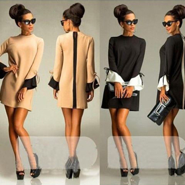 Πολύ κομψό γυναικείο φόρεμα ς με κολάρο σε σχήμα O - κατάλληλο για κάθε περίσταση