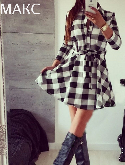 Καθημερινό  γυναικείο φόρεμα με μακριά μανίκια και κολάρο  - κατάλληλο για κάθε περίσταση