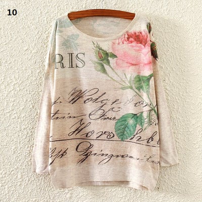 Ежедневен дамски пуловер с дълъг ръкав и най-различни шарени апликаций