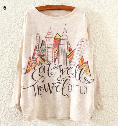 Ежедневен дамски пуловер с дълъг ръкав и най-различни шарени апликаций