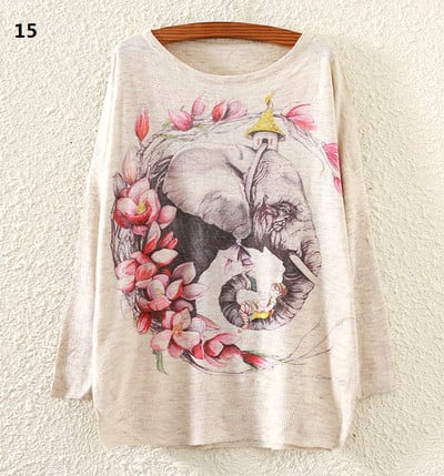 Ежедневен дамски пуловер с дълъг ръкав и най-различни шарени апликаций