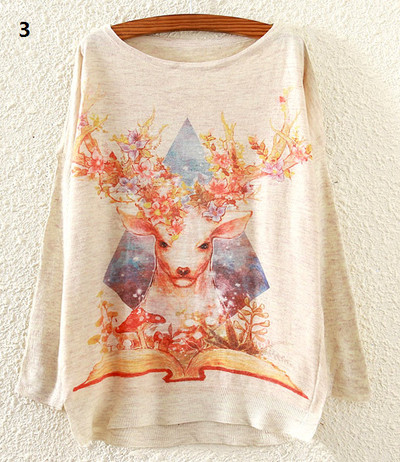 Ежедневен дамски пуловер с дълъг ръкав и най-различни шарени апликаций