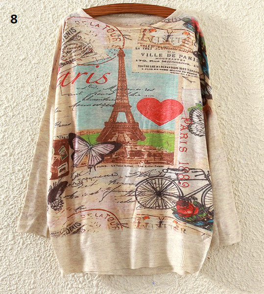 Ежедневен дамски пуловер с дълъг ръкав и най-различни шарени апликаций