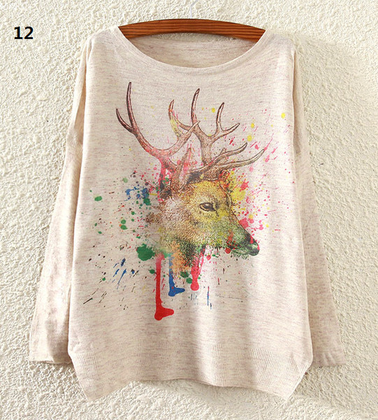 Ежедневен дамски пуловер с дълъг ръкав и най-различни шарени апликаций