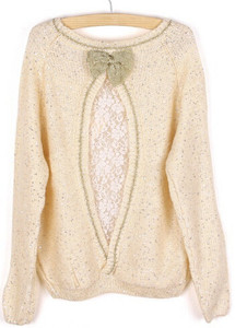 Υπέροχο γυανικείο πουλόβερ με πολύ ενδιαφέρουσα κορδέλα στο πίσω μέρος της πλάτης - 4 μοντέλα