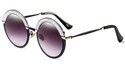 Γυναικεία γυαλιά με κυκλικό σχήμα γυαλιού και ενδιαφέροντα λαμπερά βότσαλα