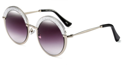 Γυναικεία γυαλιά με κυκλικό σχήμα γυαλιού και ενδιαφέροντα λαμπερά βότσαλα