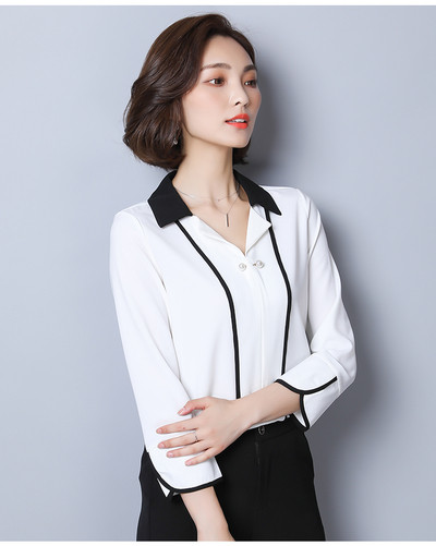 Γυναικεία πουκάμισα με μη τυποποιημένο μανίκι και κοντό λαιμόκοψη σε σχήμα V