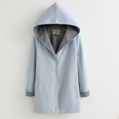 Γυναικείο μακρυμάρινο παλτό με κουκούλα σε τρία διαφορετικά χρώματα