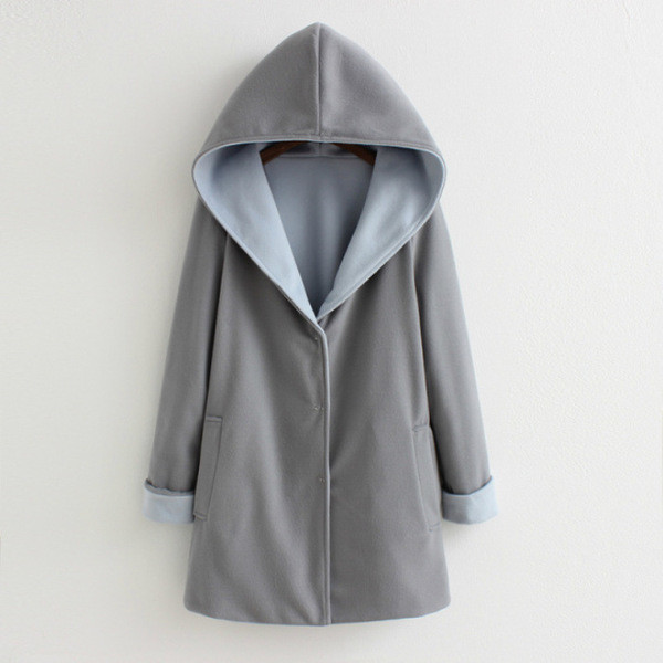 Γυναικείο μακρυμάρινο παλτό με κουκούλα σε τρία διαφορετικά χρώματα