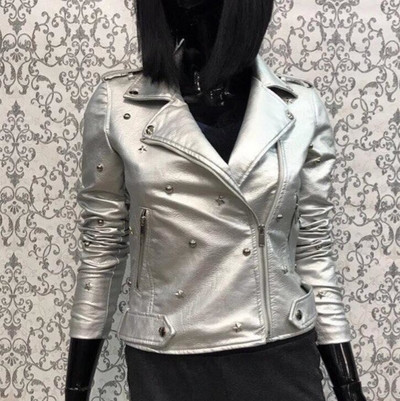 Дамско яке от изкуствена кожа с много интересни елементи - 5 цвята