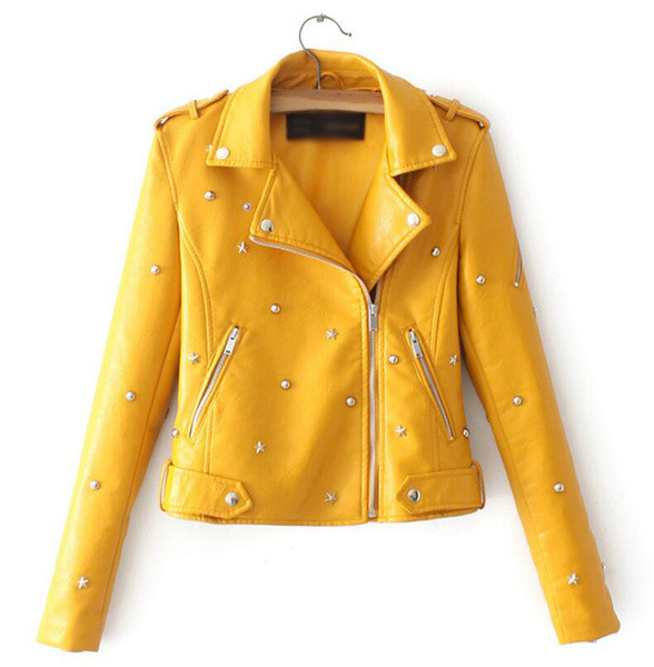 Дамско яке от изкуствена кожа с много интересни елементи - 5 цвята