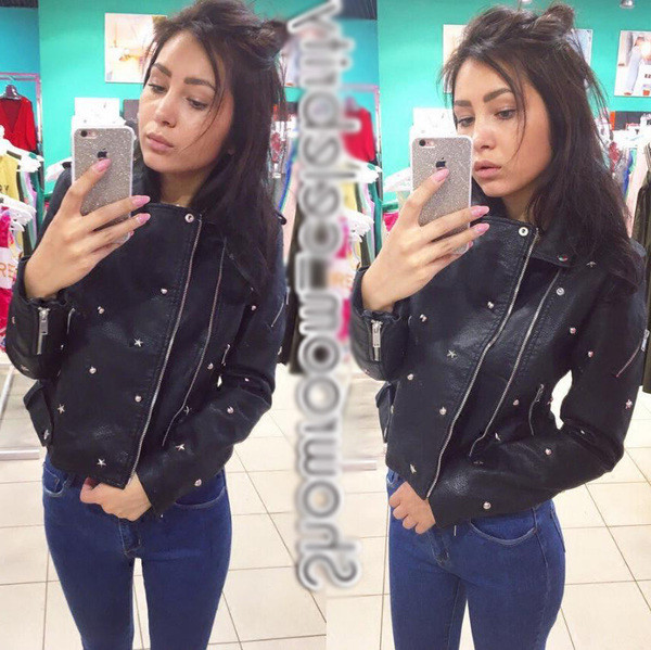 Дамско яке от изкуствена кожа с много интересни елементи - 5 цвята