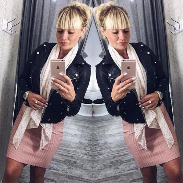 Дамско яке от изкуствена кожа с много интересни елементи - 5 цвята