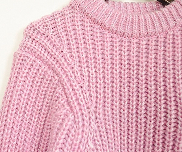 Γυναικείο καθημερινό πουλόβερ με κολάρο σε σχήμα O - 2 χρώματα