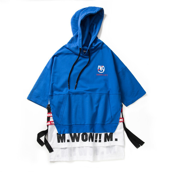 Ανδρικό φούτερ με  μανίκι 3/4 ατόμων με ανοιχτόχρωμο αθλητικό χρώμα και κουκούλα σε τρά χρώματα