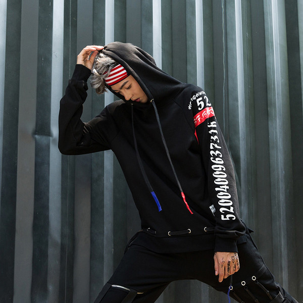 Ανδρικό φούτερ για το φθινόπωρο με κουκούλα και επιγραφή σε δύο χρώματα