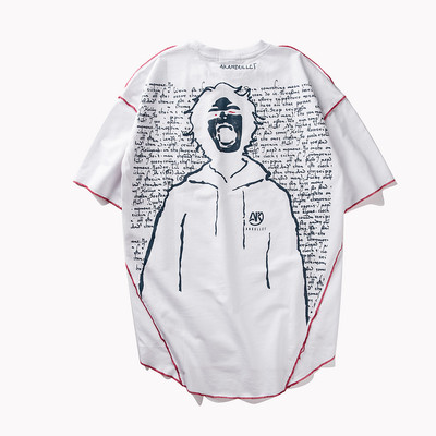 Αθλητικό κομψό ανδρικό μπλουζάκι σε τρία χρώματα με εικόνα και επιγραφές στο πίσω μέρος