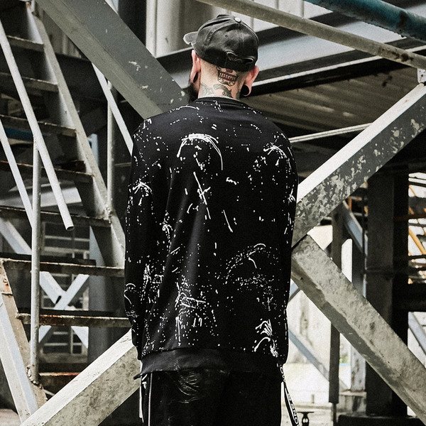 Ενδιαφέρουσα ανδρικό φούτερ  σε ροζ, λευκό και μαύρο χρώμα