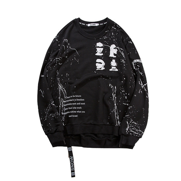 Ενδιαφέρουσα ανδρικό φούτερ  σε ροζ, λευκό και μαύρο χρώμα