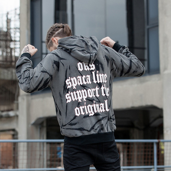 Φθινόπωρο ανδρικό φούτερ με κουκούλα και επιγραφή 