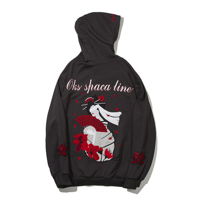 Ανδρικό αθλητικό φούτερ με κουκούλα σε δύο χρώματα  και με σχέδιο  στην πλάτη