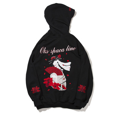 Ανδρικό αθλητικό φούτερ με κουκούλα σε δύο χρώματα  και με σχέδιο  στην πλάτη