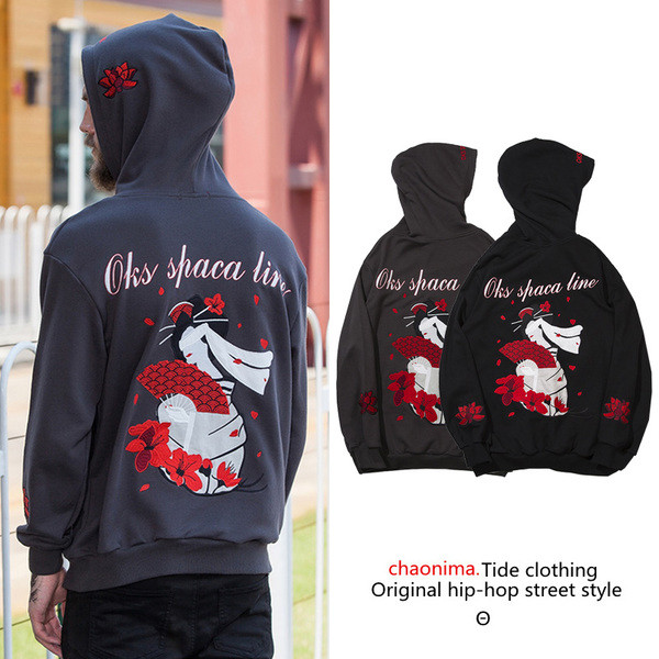 Ανδρικό αθλητικό φούτερ με κουκούλα σε δύο χρώματα  και με σχέδιο  στην πλάτη