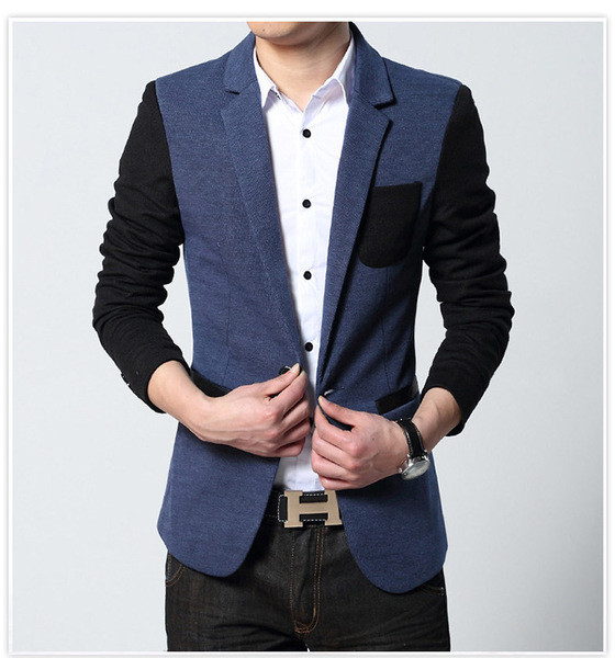 Елегантно мъжко сако с цветни ръкави в два цвята