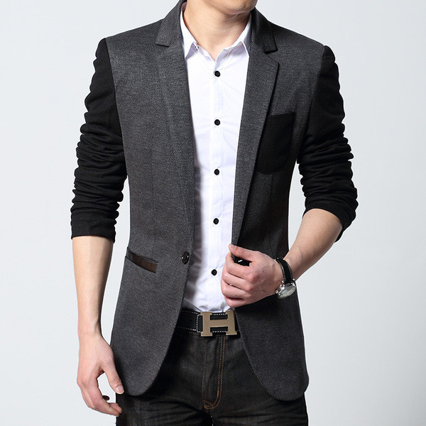 Елегантно мъжко сако с цветни ръкави в два цвята