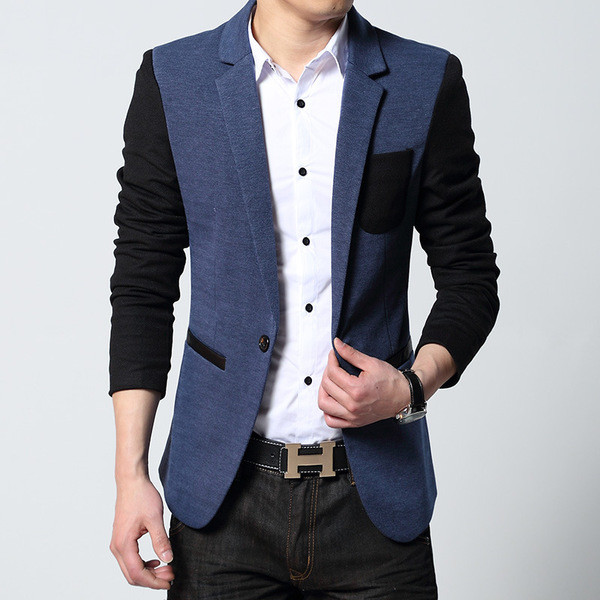 Елегантно мъжко сако с цветни ръкави в два цвята