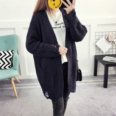 Πλεκτή γυναικεία ζακέτα, μακρύ  για το φθινόπωρο σε διάφορα χρώματα