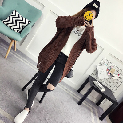 Πλεκτή γυναικεία ζακέτα, μακρύ  για το φθινόπωρο σε διάφορα χρώματα