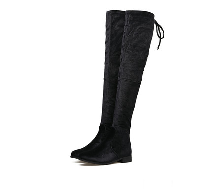 Γυναικείες υψηλές μπότες με πολύ άνετη επίπεδη σόλα και παχύ τακούνι