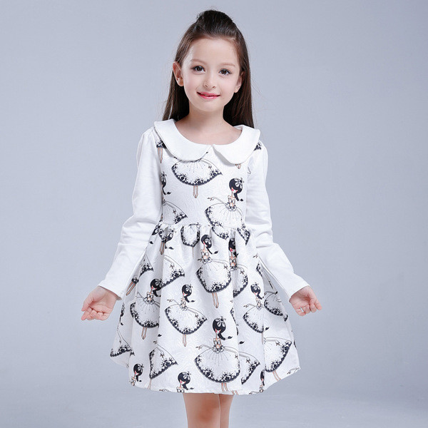 Γλυκό φθινοπωρινό φόρεμα για κορίτσια με μακριά μανίκια και σε δύο χρώματα